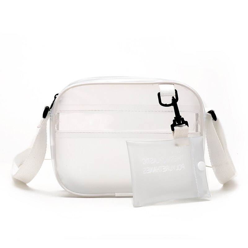 2020The ins super fire small bag Jelly transparent pvc girl heart small square bag mini messenger bag: Default Title