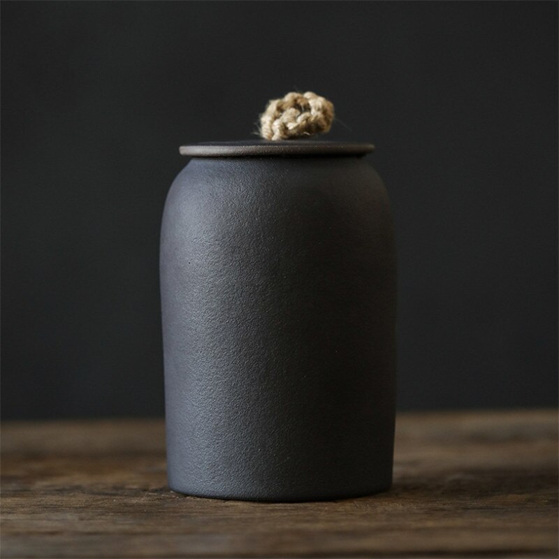 Japanese Ceramic Tea Caddies Coarse Pottery Moisture-proof Tea Canisters Sealed Storage Jar Food Container Retro Pu&#39;er Tea Box: D