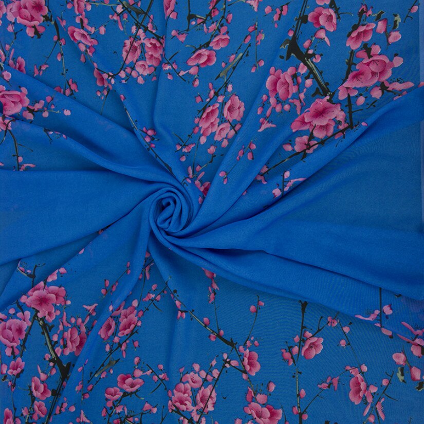 Posicionamiento imprimir tela de Chifón con flores estilo chino ciruelo de impresión antigua falda Cosplay vestido de pañuelo de tela