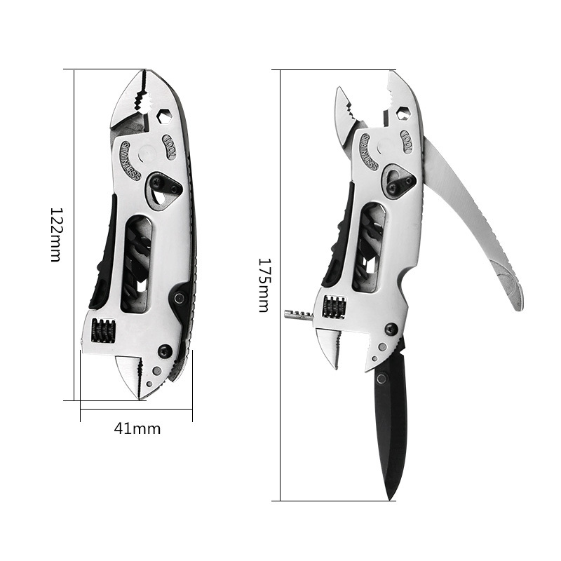 Multitool Survival Mes Multitoolset Doel Verstelbare moersleutel Mes Draadsnijder Tang Survival Nooduitrusting Gereedschap Se