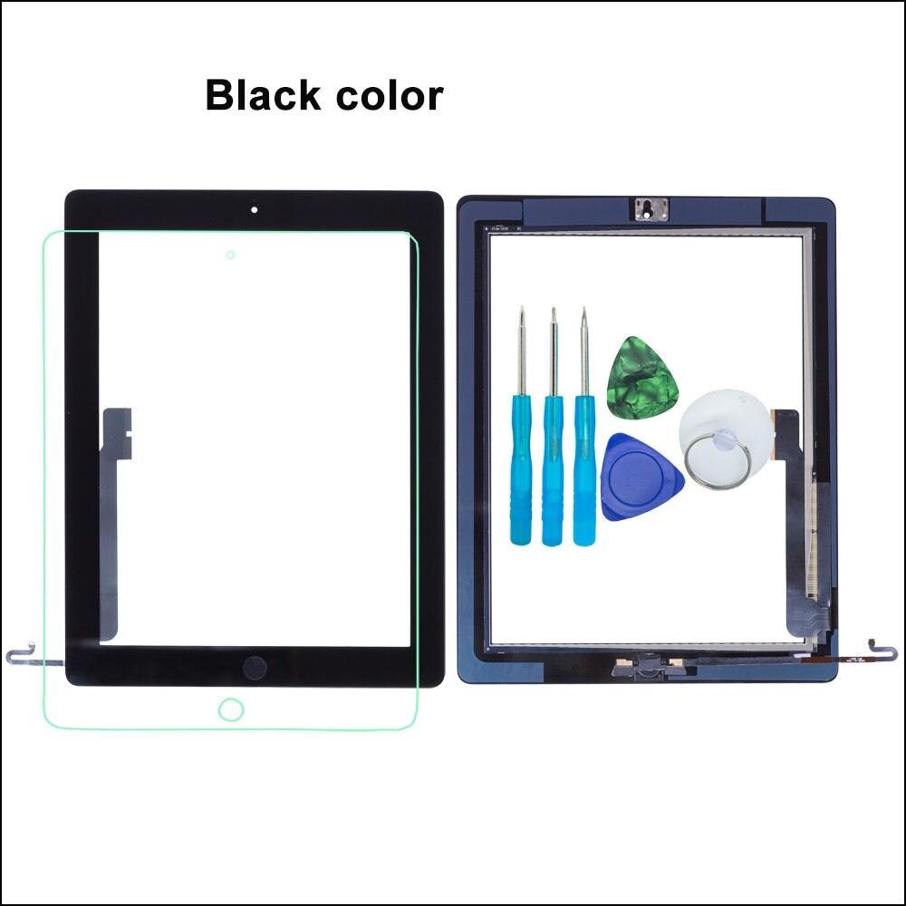 Touch Screen For iPad 4 A1458 A1459 A1460 Digitizer Panel With Home button and camera holder+ Middle Frame+Tools+Tempered Glass
