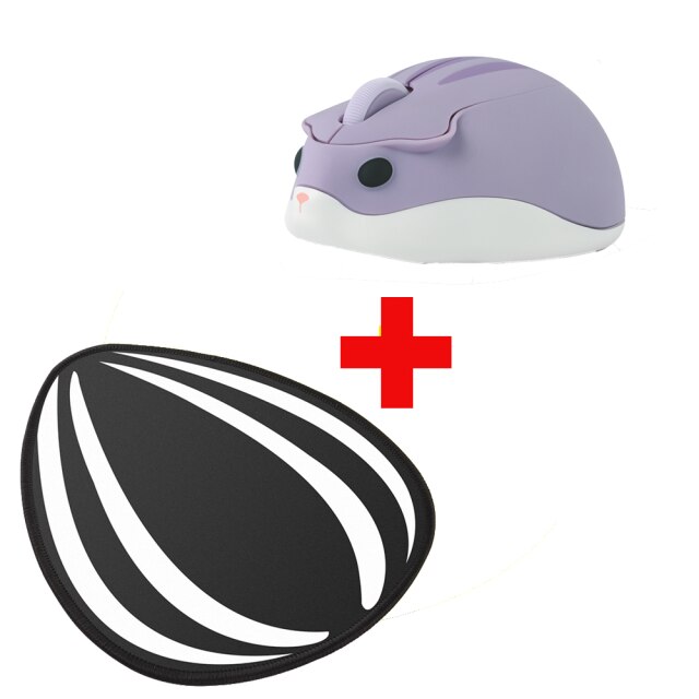 Leuke Cartoon Draadloze 2.4G Muis Hamster Mause Ergonomische 3D Optische Kids Kantoor Computer Muizen Voor Pc laptop: Purple Mouse And Pad