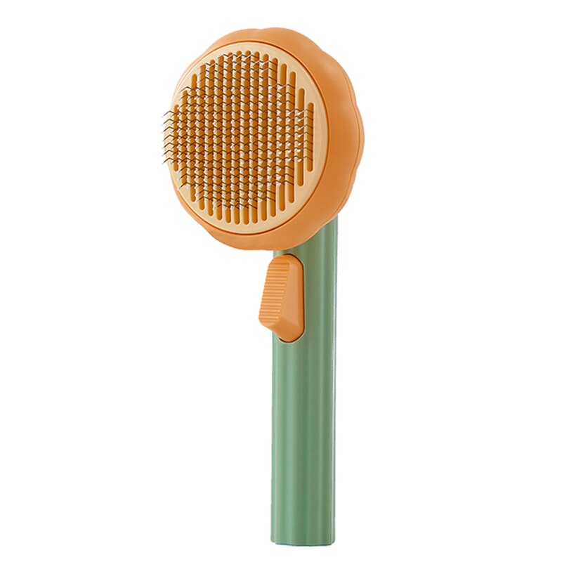 Pompoen Huisdier Borstel Zelfreinigende Slicker Brush Voor Verlies Hond Kat Grooming Kam Verwijdert Losse Underlayers En Verwarde Haar: green