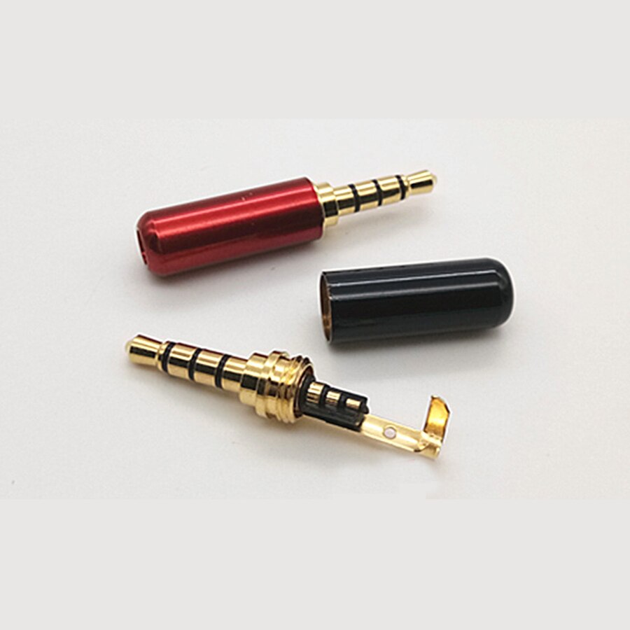 2 stuks Koperen 3/4 Pole 3.5mm Plug Male Headphone Jack met Clip 3.5mm Stereo Audio Connector voor 4mm Kabel Adapter