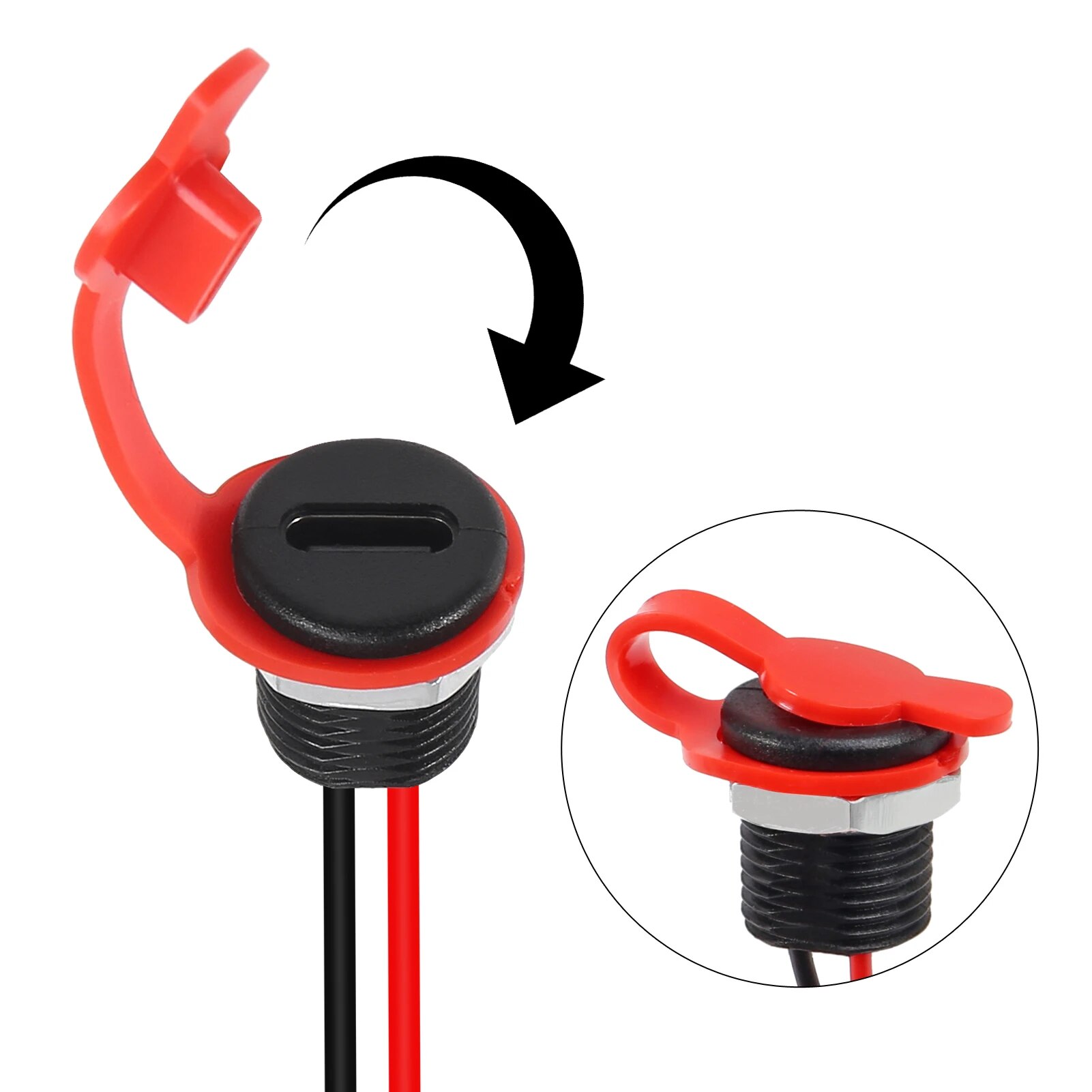 Conector USB tipo C hembra de 2 pines, resistente al agua, con enchufe hembra, puerto de carga de carga rápida, enchufe de cargador USB-C, 5 uds.: Morado