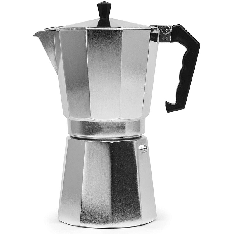 Klassieke Gasfornuis Espresso Machine, Kan Bieden Sterke Espresso, Klassieke Espresso Moka Pot, Aluminium Zilver