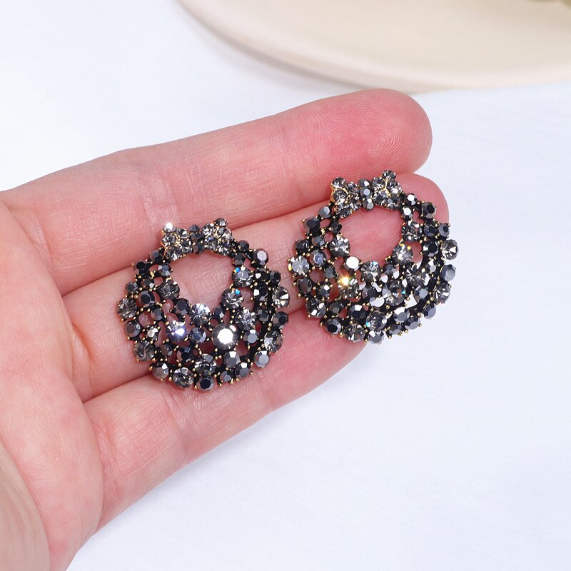 Boucles d&#39;oreilles en cristal à gros nœud papillon pour femmes, bijou à la , et scintillant, strass noir, accessoire