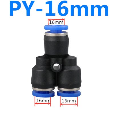 Rörkopplingar plast pneumatisk koppling koppling snabb tryck för luft vatten anslutning py pw anslut 4 6mm 8mm 10mm 12mm y form: Py -16