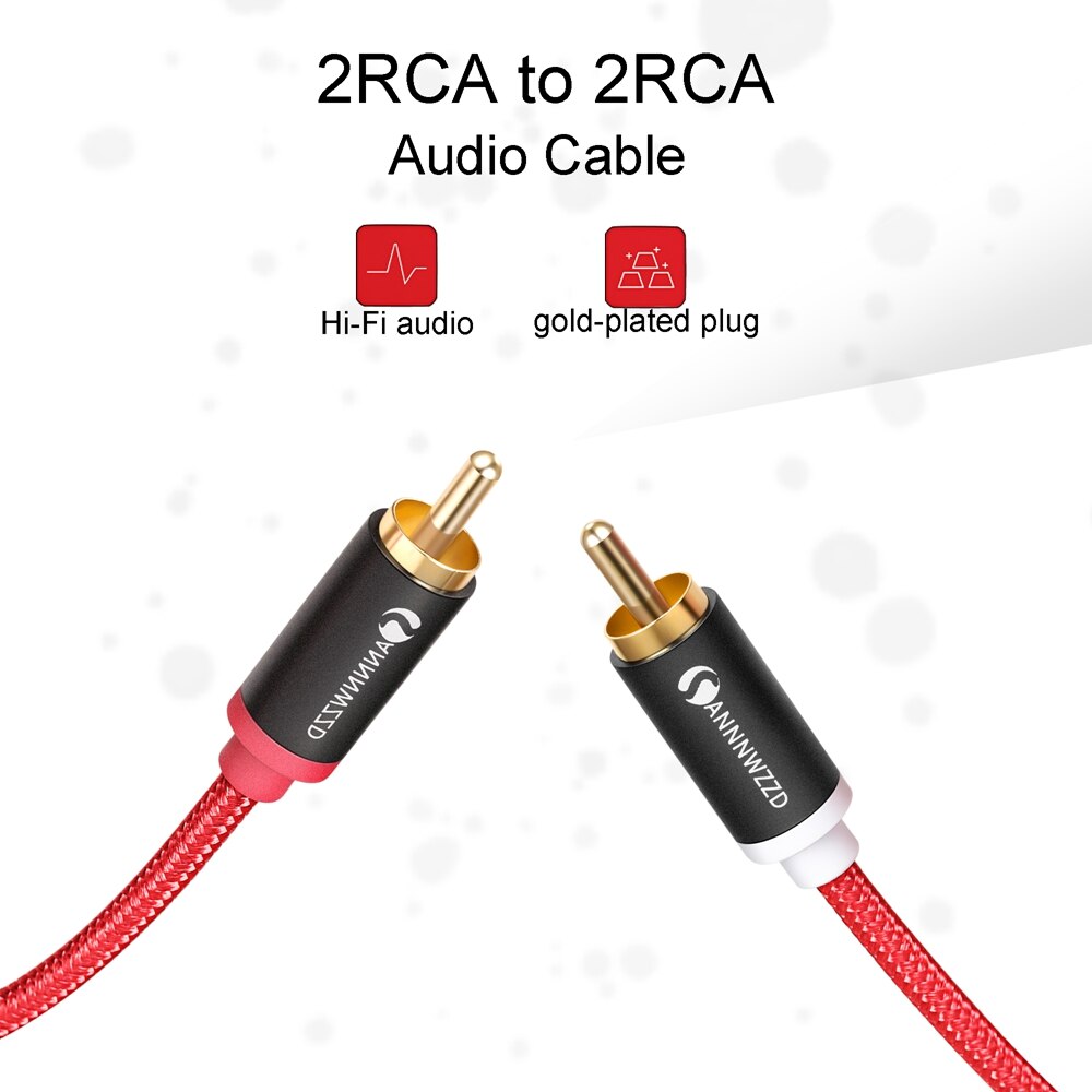 RCA Kabel 2RCA om 2 RCA Male naar Male Audio Kabel Vergulde RCA Audio Kabel 1m 2m voor Home Theater DVD TV Versterker CD Soundbox