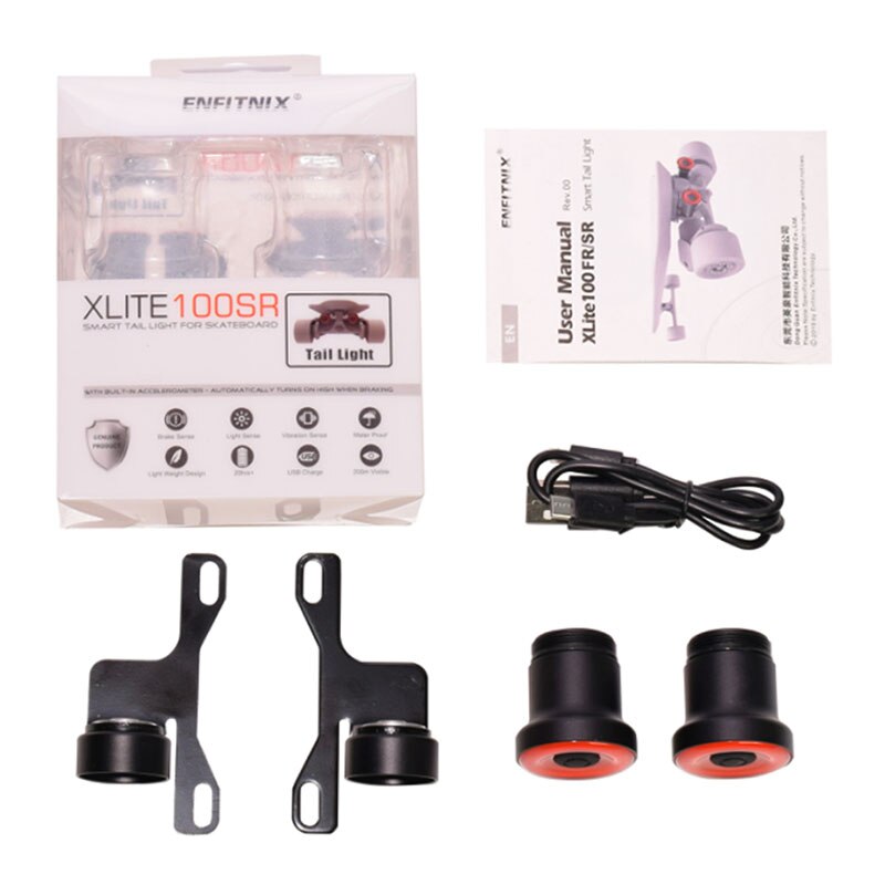 Sports Skateboard Rear Light Smart Auto Brake Sensing Cycle COB LED Taillight USB Rechargeable Tail Light Scooters Accessories