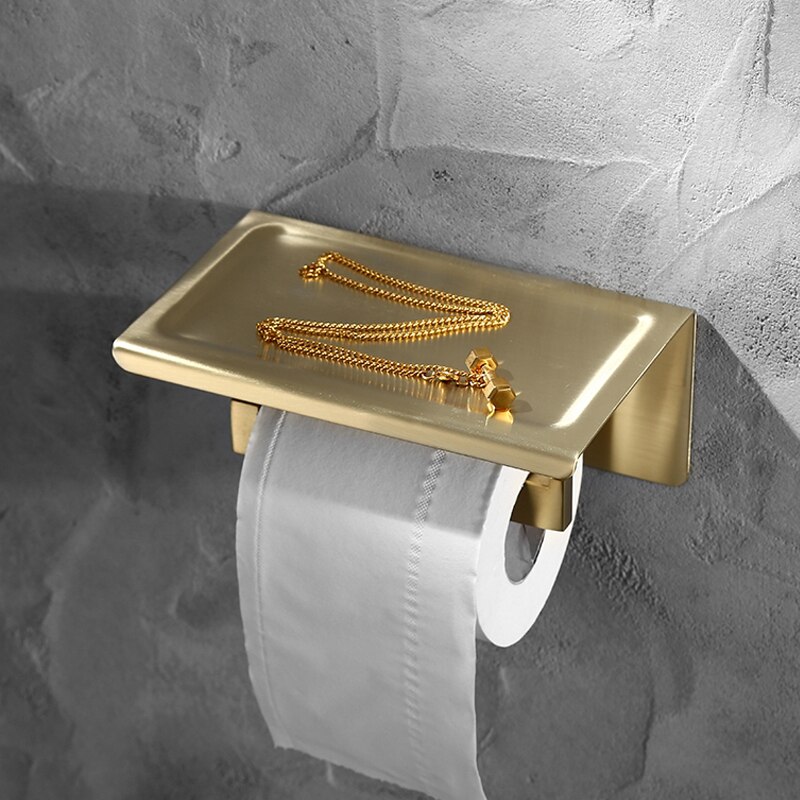 Senlesen Gold pinsel Badezimmer zubehör einstellen Gold Durcheinander Haken Handtuch Schiene Gestell Bar Regal Papier Halfter Zahnbürste Halfter Schlecht