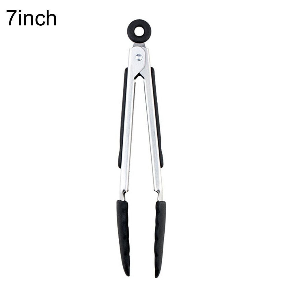 Silicone BBQ Grilling Tong Barbecue Clip Salad Bread Serving Tong Non-Stick Barbecue Grilling Cooking Tong with Joint Lock Food: Black S