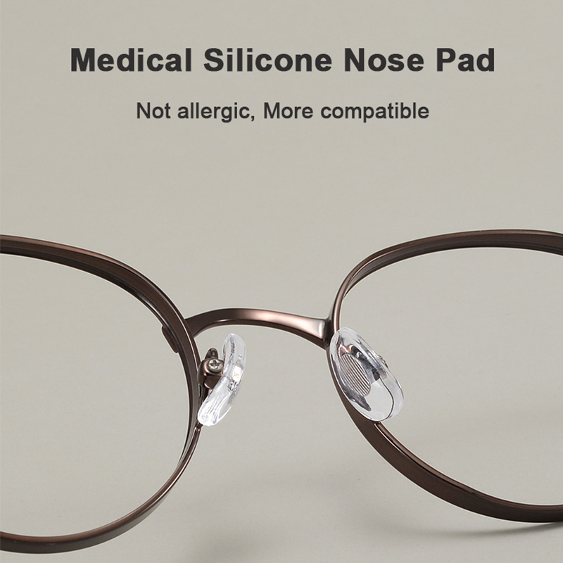 Små runde titanbriller merkevare ovale briller vintage justerbar nesepute utvidede innfatninger