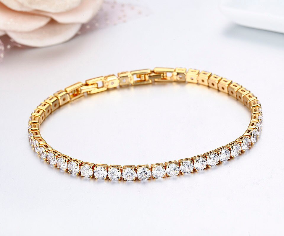15cm-17cm Runde AAA CZ Kette Gold Farbe Tennis Armband Armreifen Für Frauen Mädchen Schmuck Braceletes pulseras Bracciali Donna