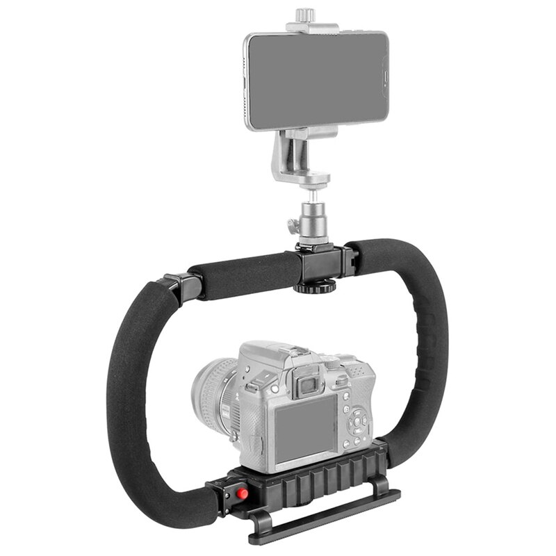 Caméra d'action Caméscope Stabilisateur à 2 Mains Vlog Support Pour Vidéo Appareil Position Basse Support D'accroche détachable Compatible Avec