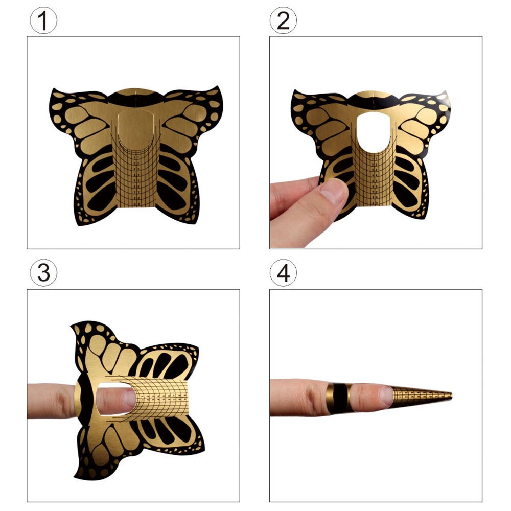 20/50/100pcs Nail Form Gold Butterfly Gel Nail Art Extension Tips Guide Tools for Salon Nails Care Tool