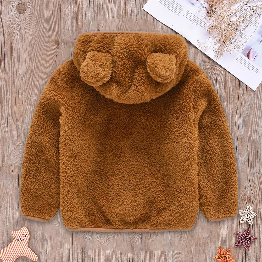 Schattige oren baby kinderjongen meisjes jassen prachtige klassieke textuur delicate winter fleece effen rits hoodies bovenkleding