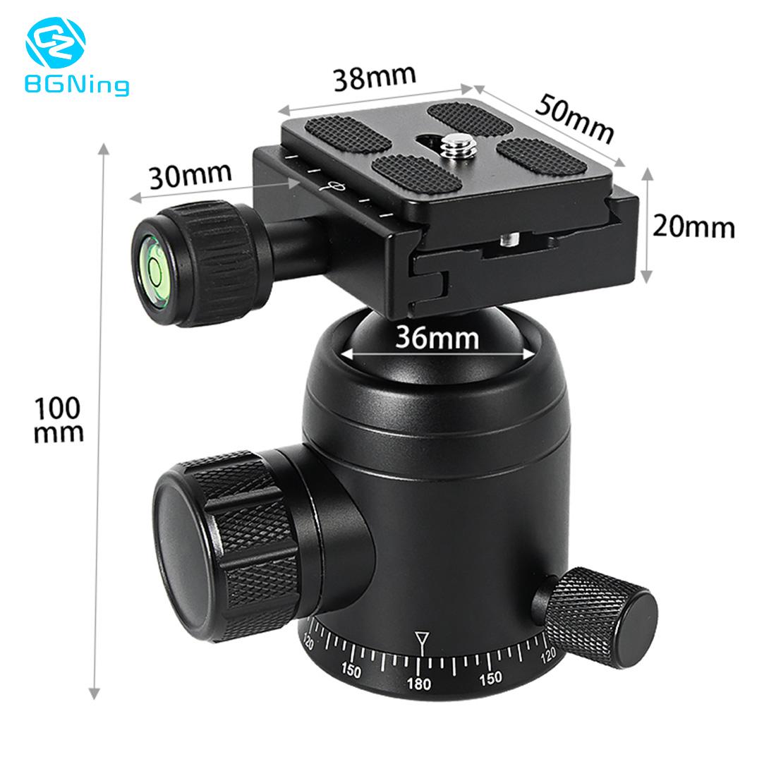 Soporte de trípode panorámico de rotación de 360 grados BGNing 36mm con pinza de teléfono móvil de placa QR para cámara DSLR carga máxima 10kg