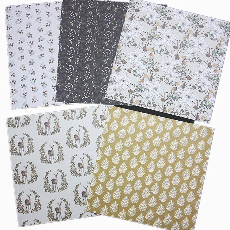KSCRAFT 10pcs 6" Single-side Printed Winter Woodland pattern papercraft art paper handmade scrapbooking kit set book