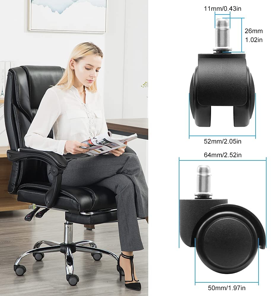 Office Chair Caster Wheels, 2 Inch Universal Office Chair Replacement Ball Casters Safe for All Floors (Hardwood, Carpet, Desk F