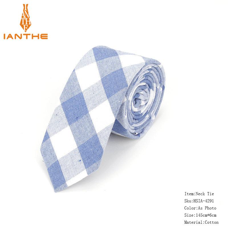 Mode Katoen Streep Stropdassen Voor Mannen Casual Plaid Stropdas Gravatas Corbatas Slanke Pak Vestidos Heren Stropdassen Party Narrow Neck Tie: IA4291