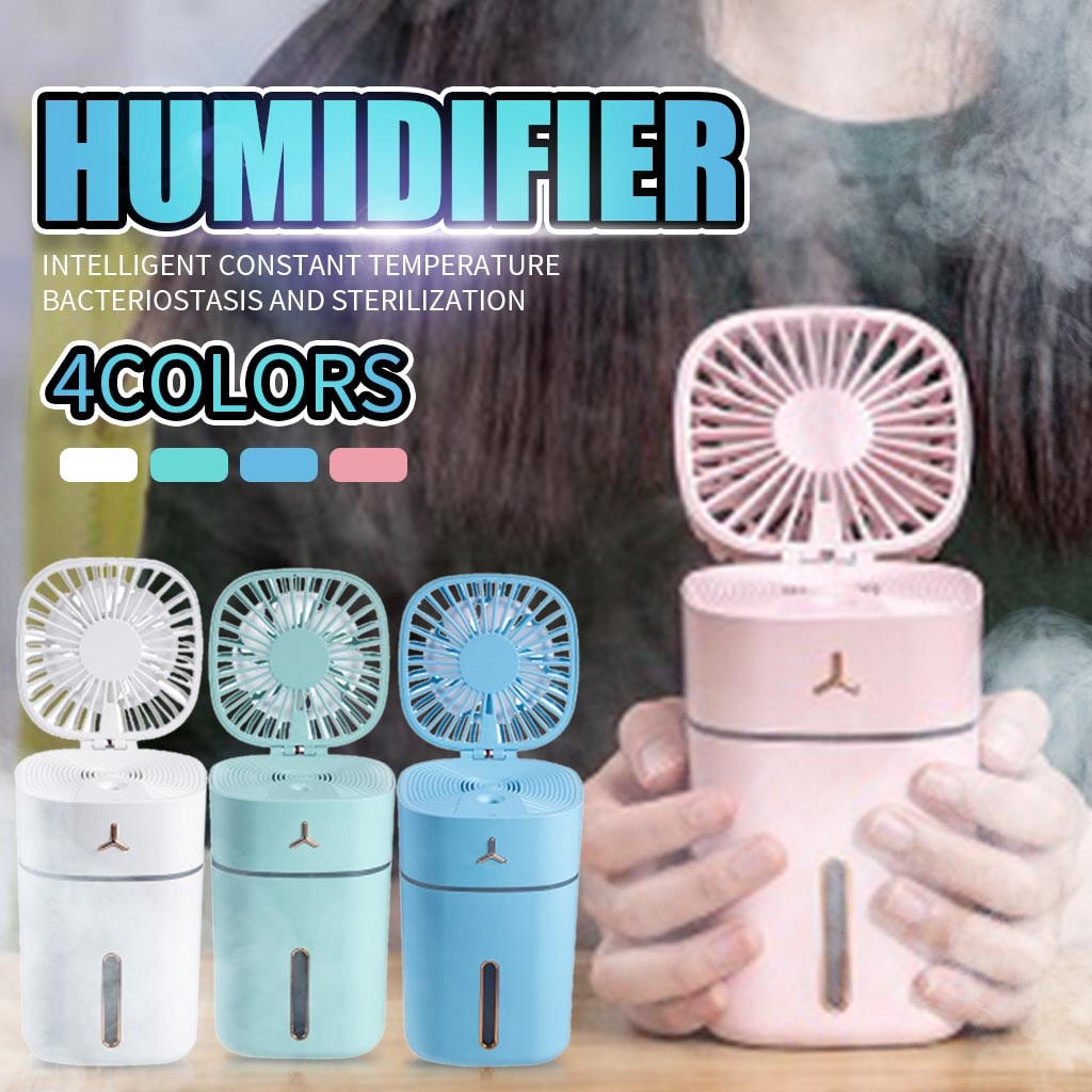 Home Low Noise Smart Home Portable Handheld Multi-function Colorful Air Humidifier Office Small USB Charging Small Fan
