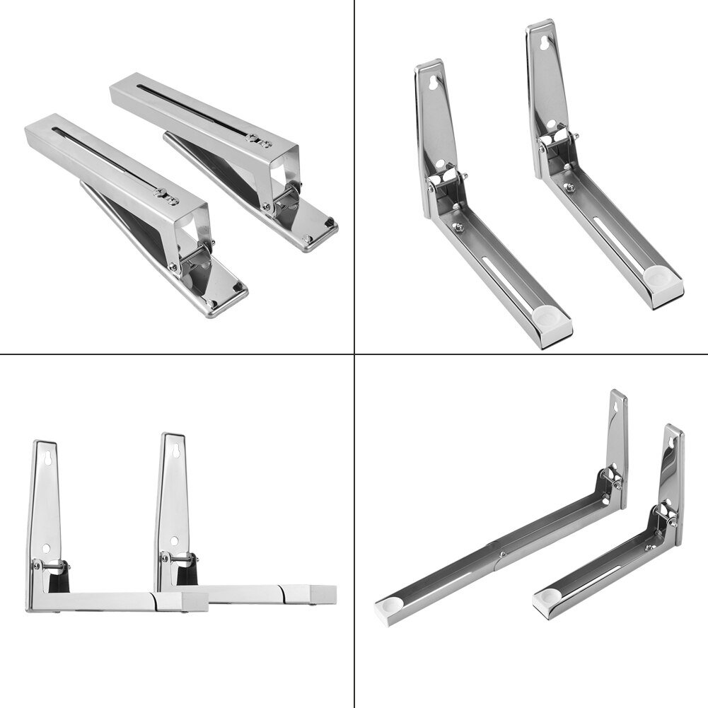 2x Kitchen Stainless Steel Microwave Oven Bracket Sturdy Foldable Stretch Wall Mount Rack Shelf