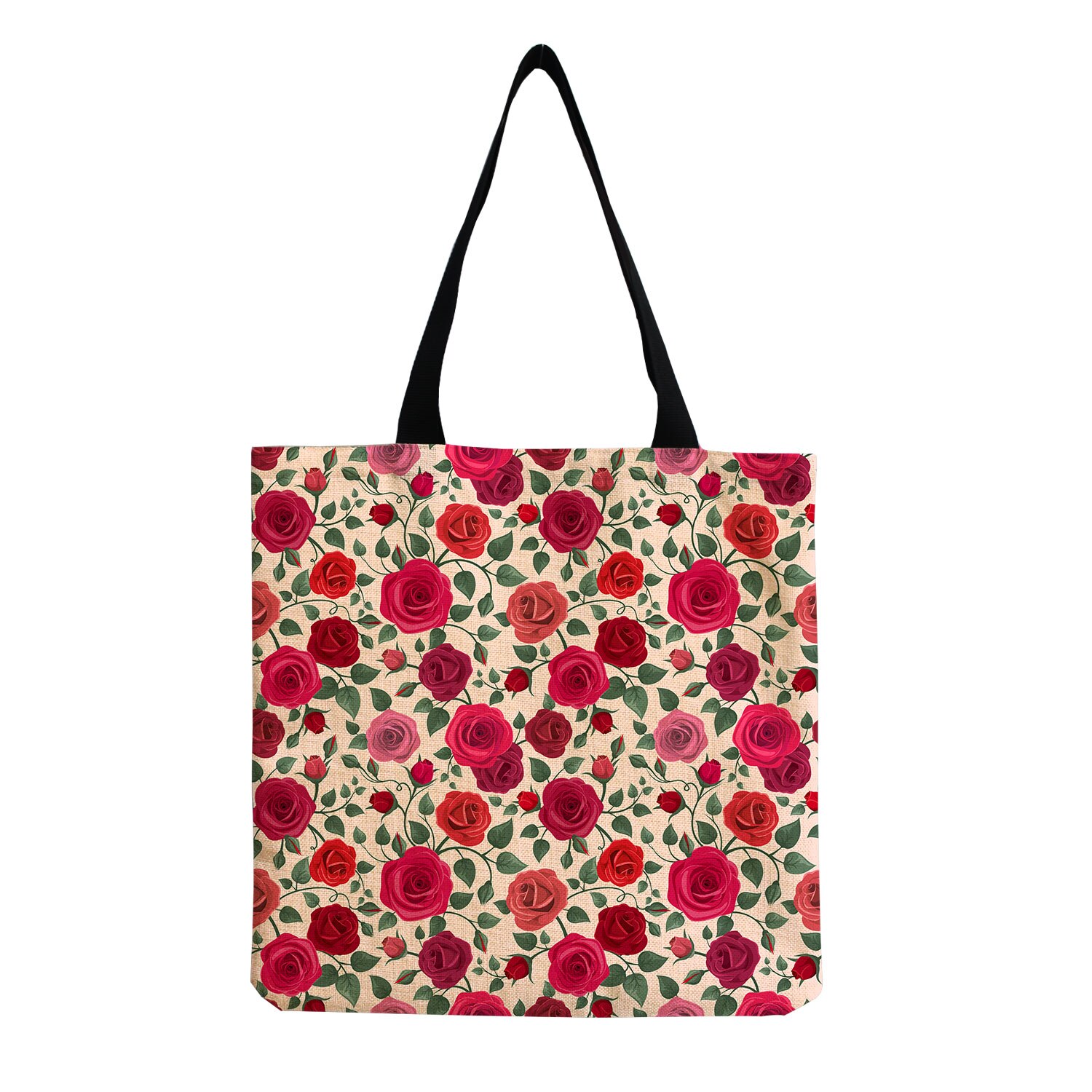 Heldere Kleuren Schedel Rose Print Tassen Voor Vrouwen Dagelijks Linnen Handtas Westerse Stijl Minderheid Praktische Shopping Schoudertassen: hm0069