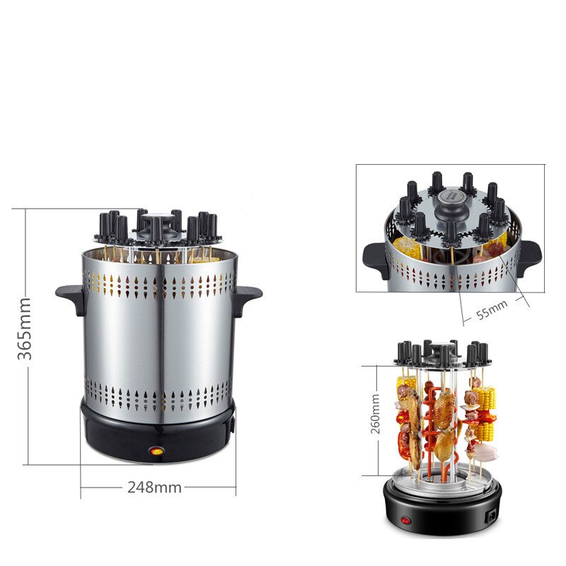 Parrilla eléctrica giratoria automática para barbacoa, horno redondo sin humo, máquina de barbacoa familiar, 220V