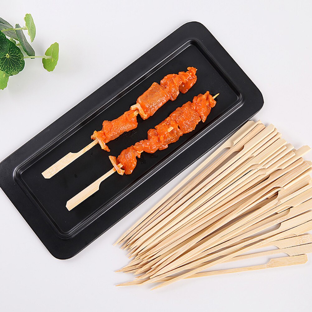 100PCS Barbecue Bamboo Skewers Disposable Bamboo Stick Barbecue Paddle Long Toothpicks Fruit Sandwich Snacks BBQ Eco Friendly