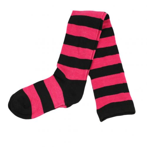 Long Stripe Printed Thigh High Striped Cotton Socks Women Christmas Color Striped Over The Knee Thigh High Stockings: 12Rose Red Black