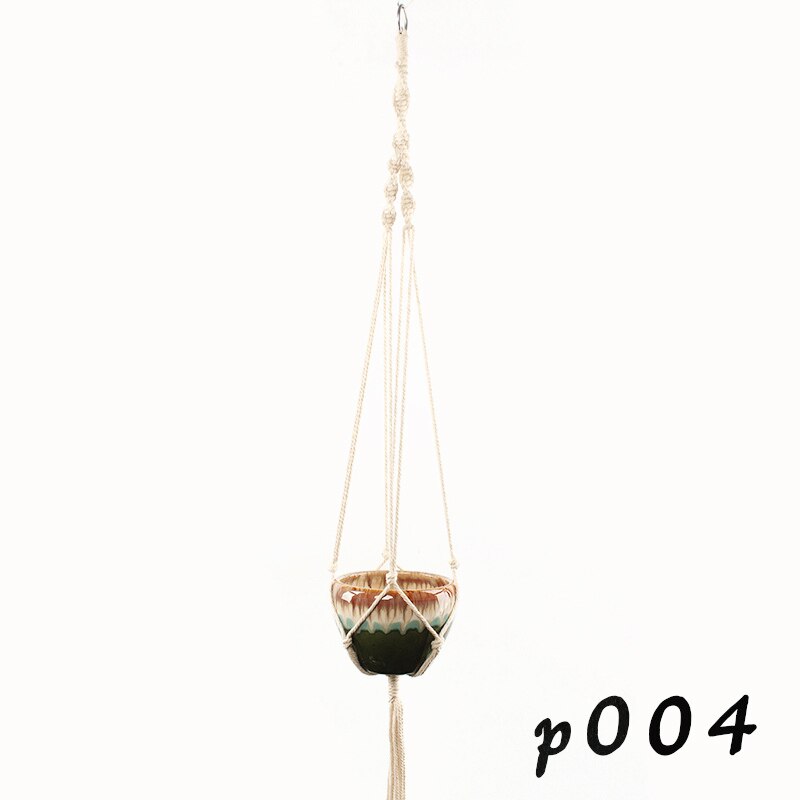 Macrame Plant Hanger Opknoping Bloempot Hanger Plant Houders Gevlochten Touw Opknoping Planter Mand Voor Thuis Indoor Outdoor Decor: p004