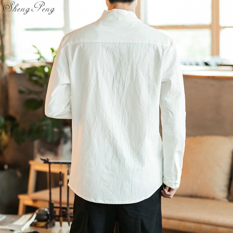 Traditionellen Chinesischen wushu hemd kleidung für männer oben orientalisch Mandarin kragen hemd leinen männlichen Kimono Outfit kleidung Q582