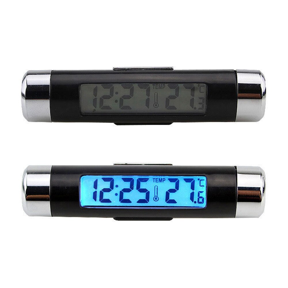 Blauwe Auto Klok Thermometer Kalender Accessoires Thuis Mini 2 In 1 Outlet Lcd