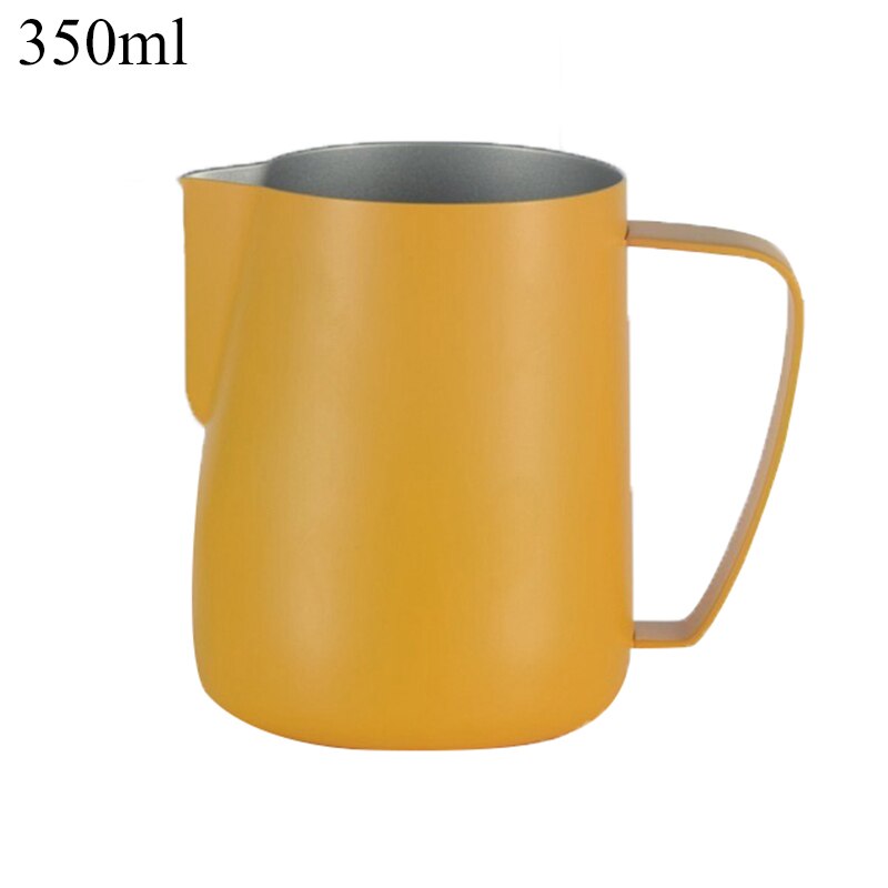 Barista askartelukahvi latte maidonvaahdotus kannu keittiö ruostumaton teräs maidonvaahdotus kannu espresso kahvi kannu työkalut #25: 350ml keltainen