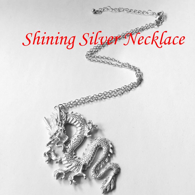 Original Dragon Statement Choker Necklace For Women Chic Matt Gold Firey Dragon Party Short Pendant Necklace Femme Bijoux: shining silver