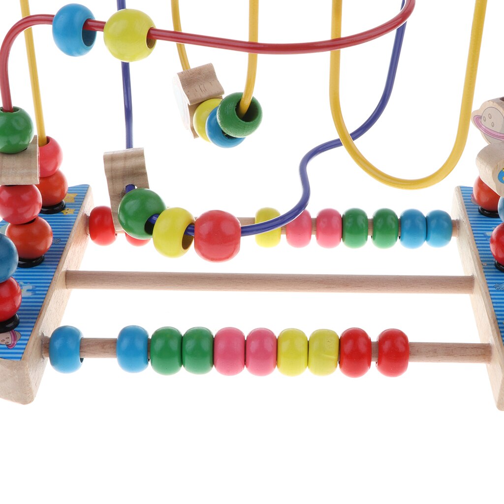 Baby Activiteit Kraal Doolhof Puzzel, Peuter Baby Houten Achtbaan Schuiven Kralen