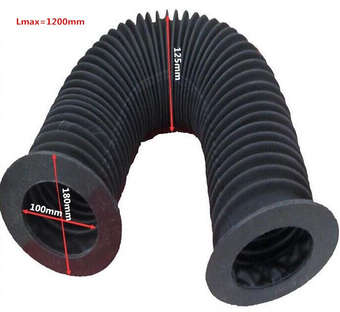 Couvercle de soufflet en accordéon rond à expansion CNC, ID-100mm, diamètre de la bride: 180mm, Lmax = 1200mm