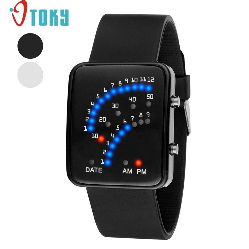 Novel Women Mens Futuristic Japanese Style Multicolor LED Sport Wrist Watch May26