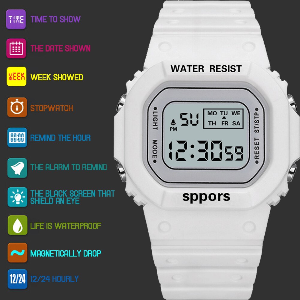 Reloj cuadrado informal para hombre y mujer, relojes deportivos digitales coloridos, para enamorados, Reloj de pulsera para niño y mujer