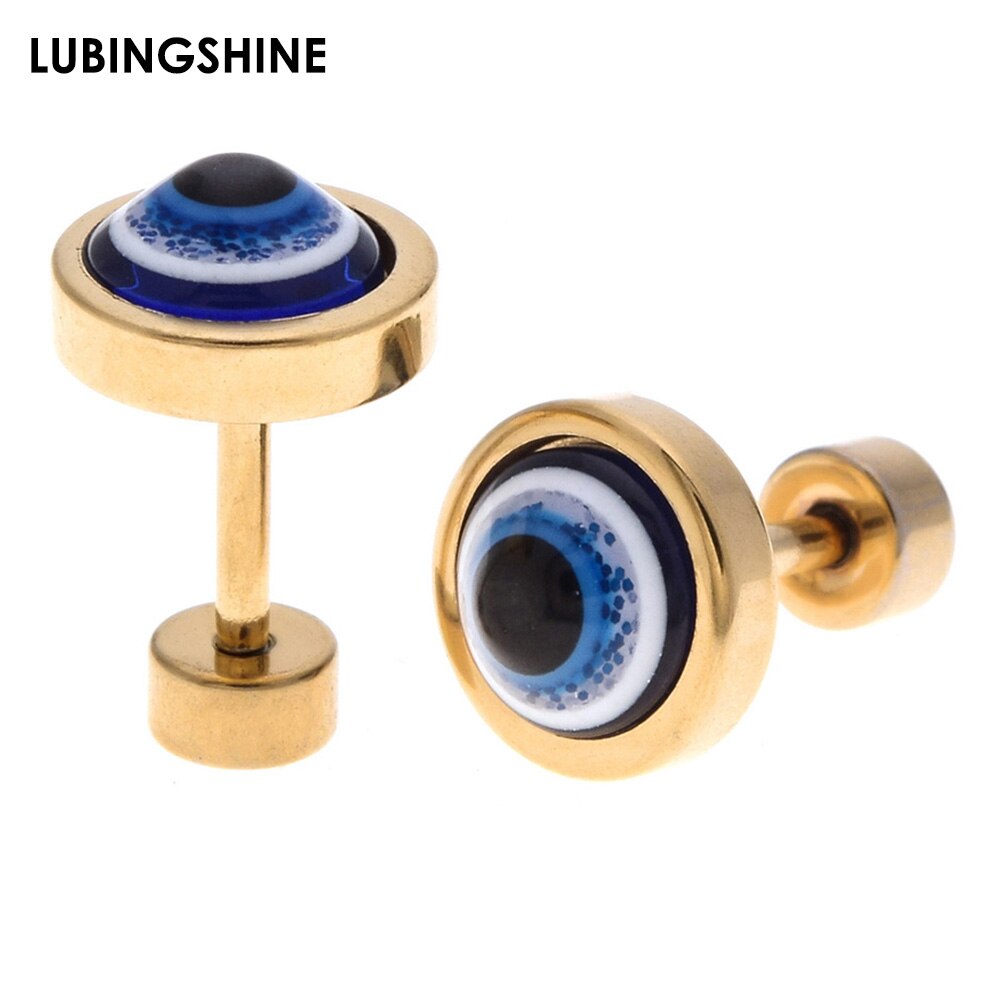 Roestvrij Staal Stud Oorbellen Goud Zwart Zilver Kleur Evil Eye Ronde Oorbellen Voor Vrouwen Mode Piercing Lichaam Sieraden Brincos