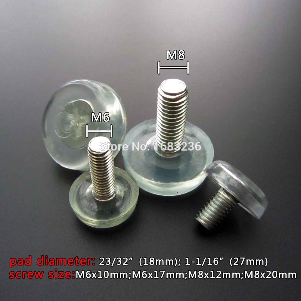 4X Clear Transparent Furniture Table Chair Sofa Leg Feet Adjustable leveler Glide Slide Pad diameter 18mm 27mm