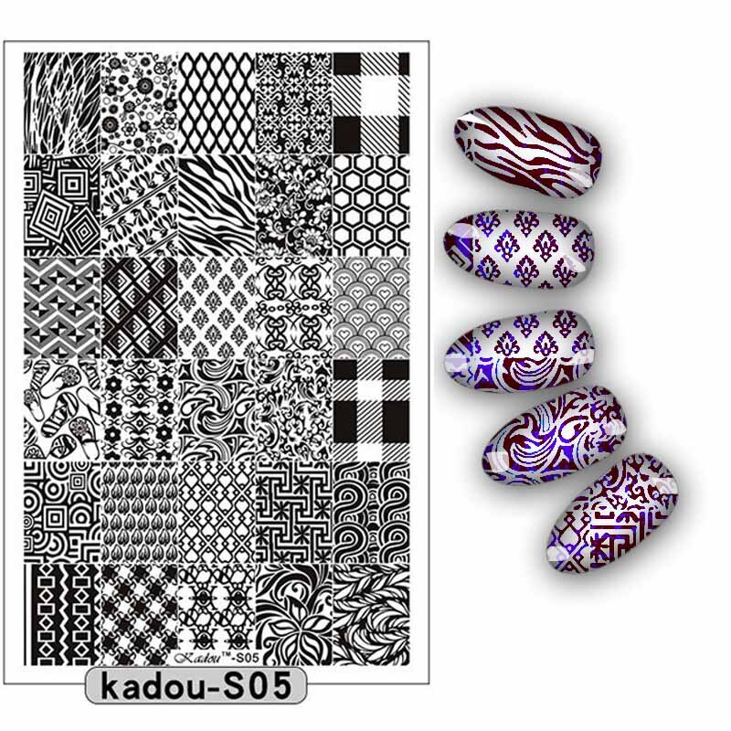 9.5*14.5cm Nail Stamping Plate Nail Art Stencils For Nails Manicure Popular Plate Instruments Tool 16 Patterns: KADOUS05