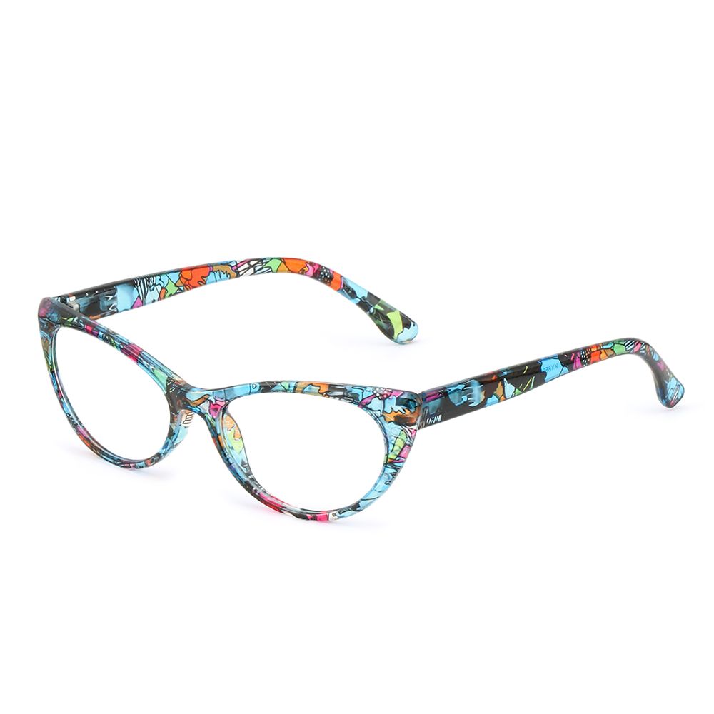 Floral Reading Glasses Urltra-Light Eye Protection Women Flowers Comfortable Eyeglasses: Strength 400 / blue