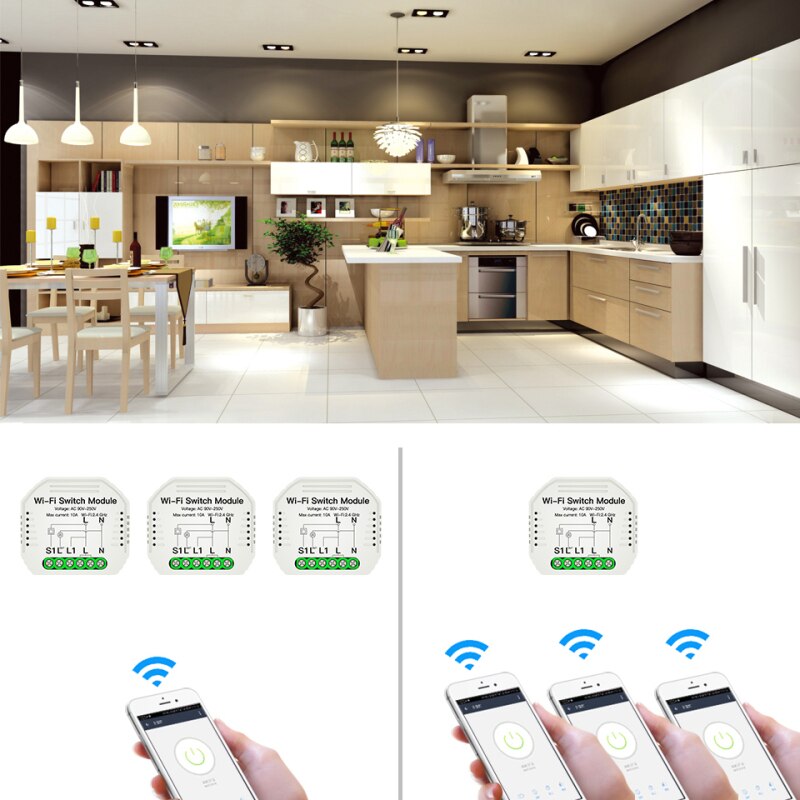 Wifi Smart Switch 90-250V With Removable Rail Smart Switch Module Hidden Smart Switch WiFi Smart Light Switch Hidden Diy Module