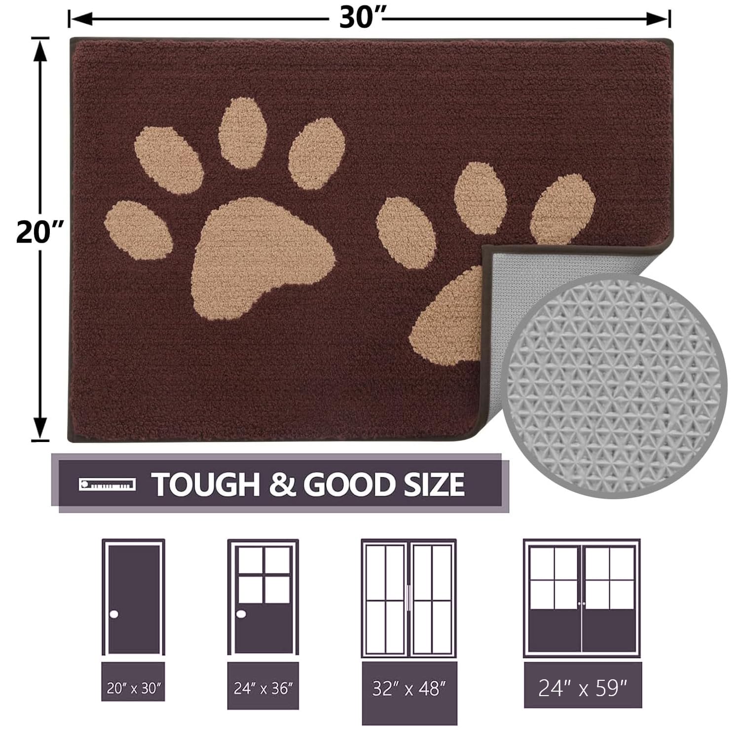 Hapihappy-alfombrilla para puerta de entrada para perro, absorbente, resistente a la suciedad, lavable, para puerta delantera y trasera, antideslizante, duradera para el hogar