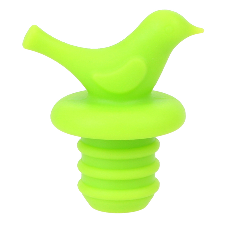 1Pc Tampas de Garrafa De Vinho Rolha de Vinho Rolha 4 cor Pássaros Bonitos Dos Desenhos Animados Capa De Silicone Fresco Família Bar Ferramentas Criativas de Preservação: green