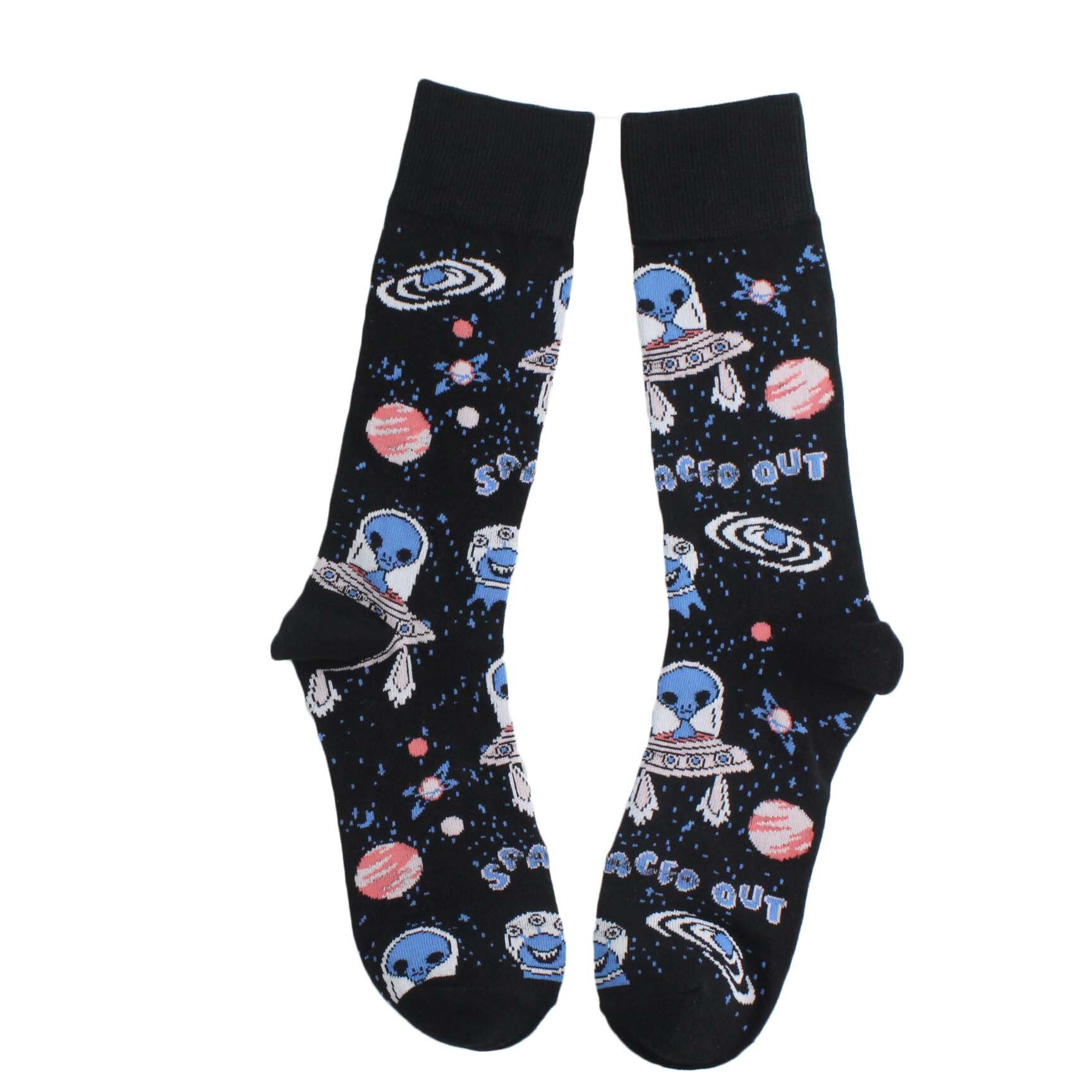 Streetwear Unisex dibujos animados divertidos Calcetines para hombre algodón con Alien Planet Universe Calcetines de Hip Hop hombres Happy Calcetines Meias 131304: 4