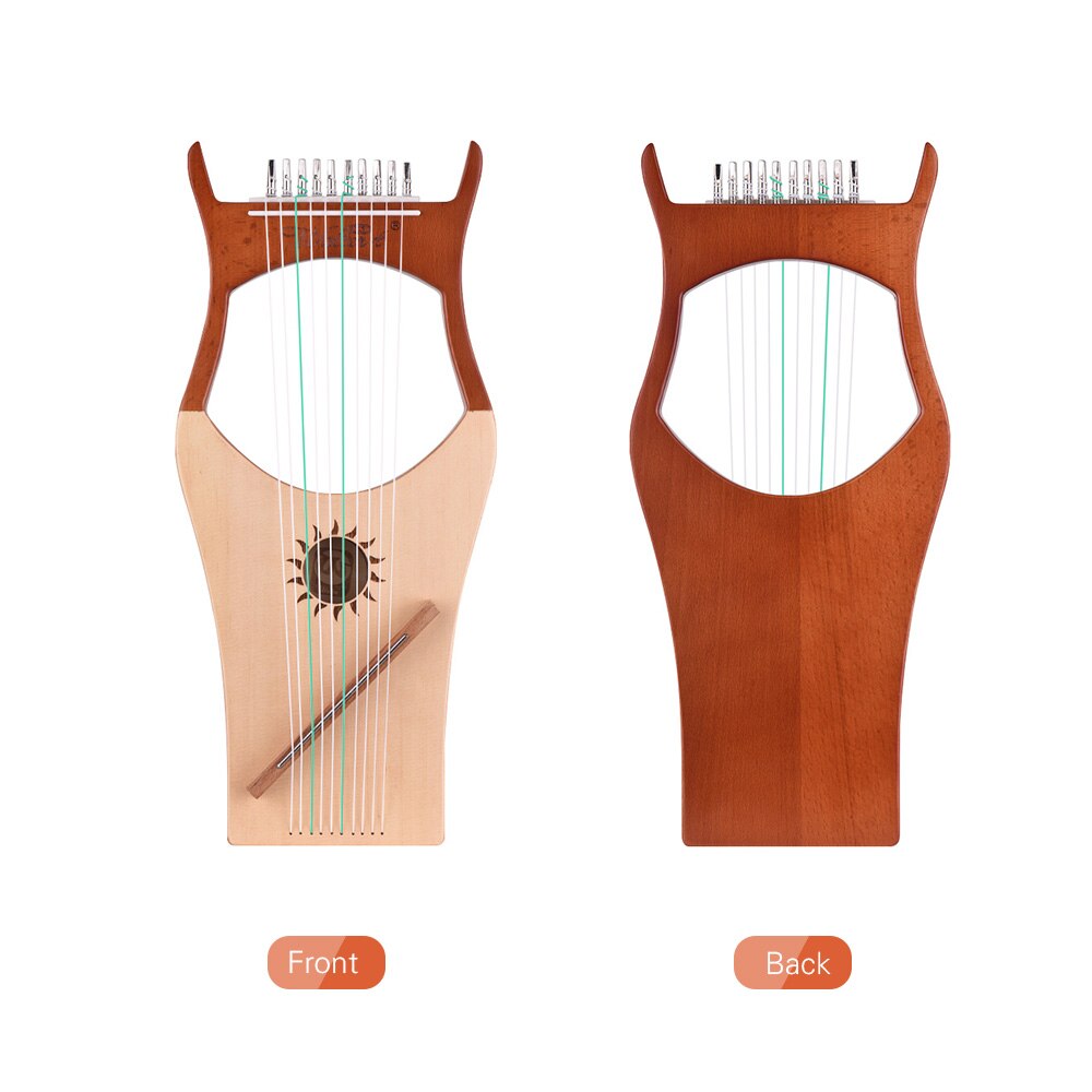 10-- strengs tre lyre harpe nylon strenger gran topboard bøk tre backboard strengeinstrument med bæreveske
