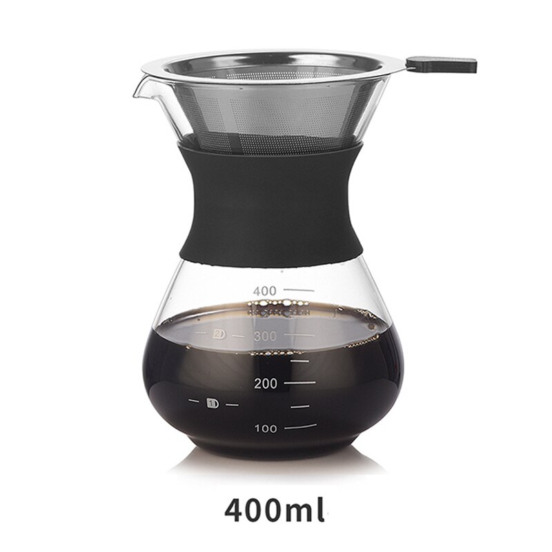 300/400ml High-temperature Resistant Glass Coffee Maker Coffee Pot Espresso Coffee Machine with Stainless Steel Filter Moka Pot: 4